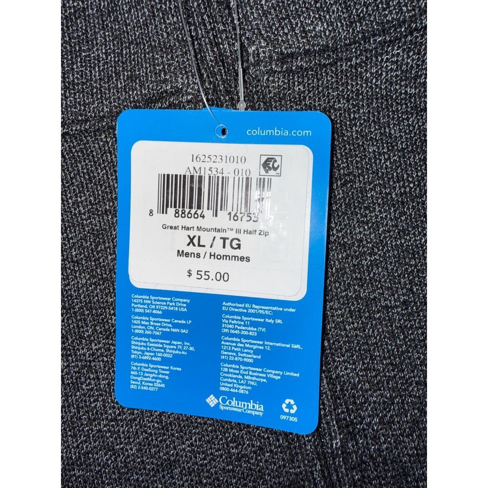 COLUMBIA XL Great Hart Mountain III Half Zip gray MENS Jacket NEW - Picture 6 of 8